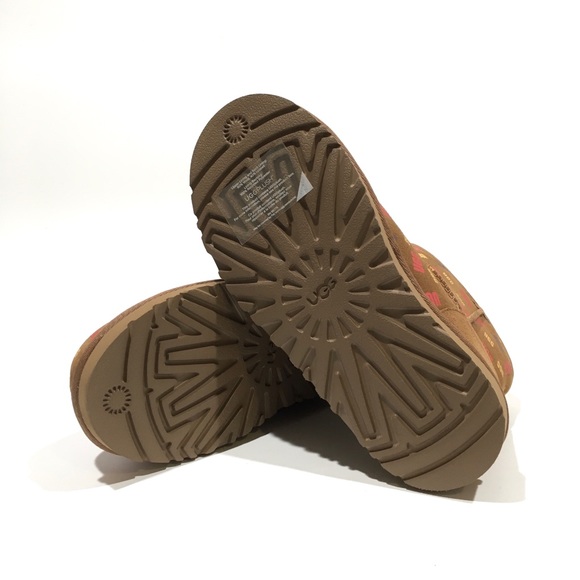UGG JONA CONFETTI LOGO MINI BOOTS -CHESTNUT SUEDE -UGGPURE LINED -BIG KIDS US 3 - Picture 8 of 9